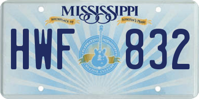 MS license plate HWF832