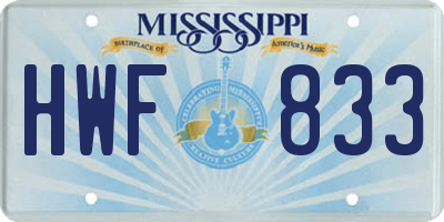 MS license plate HWF833