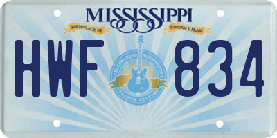 MS license plate HWF834