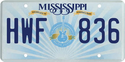 MS license plate HWF836