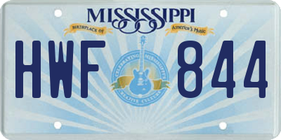 MS license plate HWF844