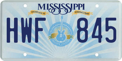 MS license plate HWF845