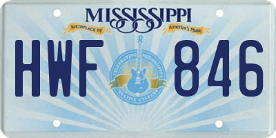 MS license plate HWF846