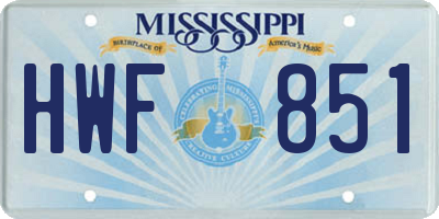 MS license plate HWF851