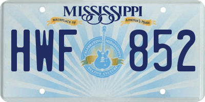 MS license plate HWF852