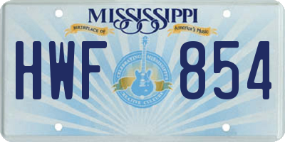MS license plate HWF854