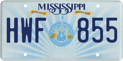 MS license plate HWF855