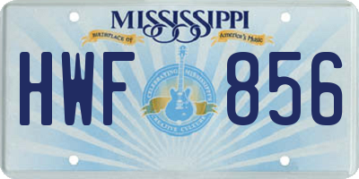 MS license plate HWF856