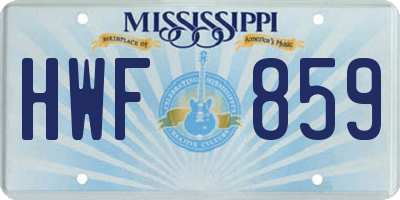 MS license plate HWF859