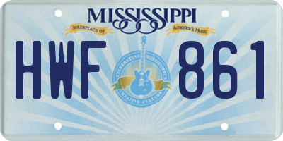 MS license plate HWF861