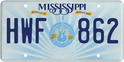 MS license plate HWF862