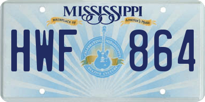 MS license plate HWF864