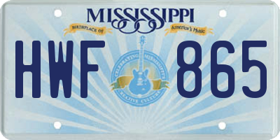 MS license plate HWF865