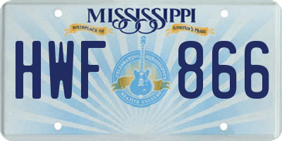 MS license plate HWF866
