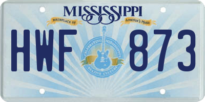 MS license plate HWF873