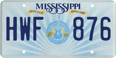 MS license plate HWF876