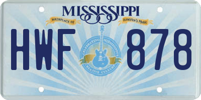 MS license plate HWF878