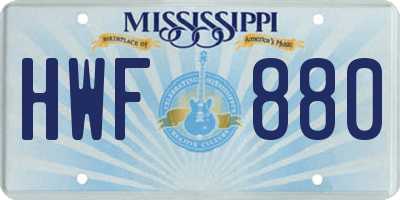 MS license plate HWF880