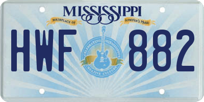 MS license plate HWF882