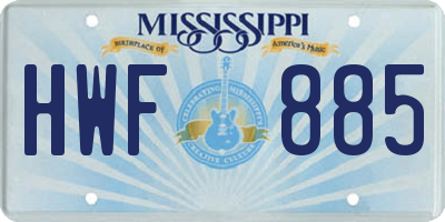MS license plate HWF885