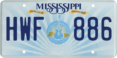 MS license plate HWF886