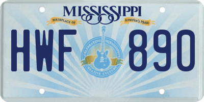 MS license plate HWF890