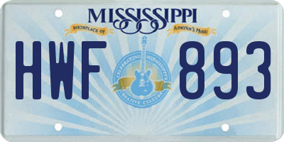 MS license plate HWF893