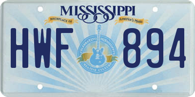 MS license plate HWF894