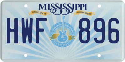 MS license plate HWF896