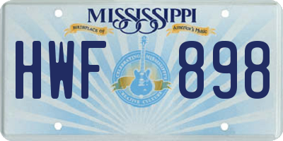 MS license plate HWF898