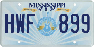 MS license plate HWF899