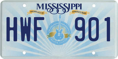 MS license plate HWF901