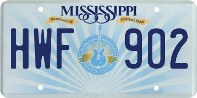 MS license plate HWF902
