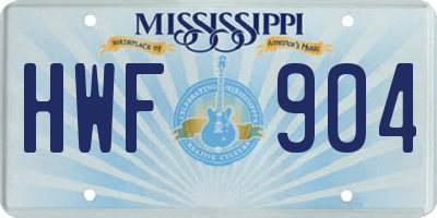 MS license plate HWF904