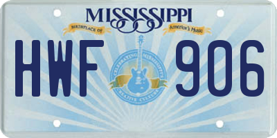 MS license plate HWF906