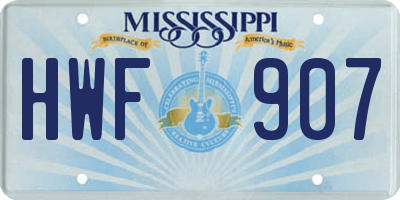 MS license plate HWF907