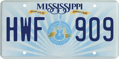 MS license plate HWF909