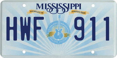 MS license plate HWF911
