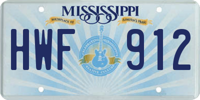 MS license plate HWF912
