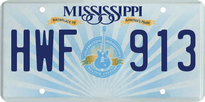 MS license plate HWF913