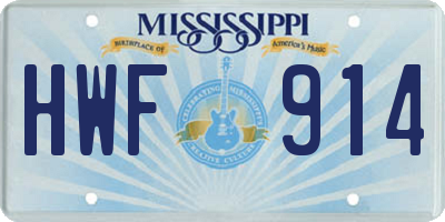 MS license plate HWF914