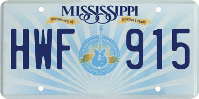MS license plate HWF915