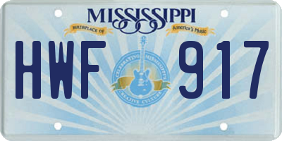 MS license plate HWF917