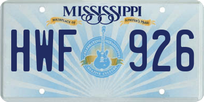 MS license plate HWF926