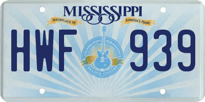 MS license plate HWF939