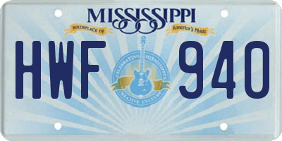 MS license plate HWF940