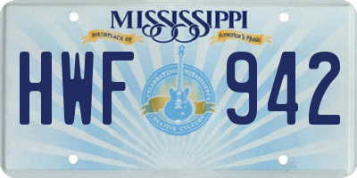 MS license plate HWF942