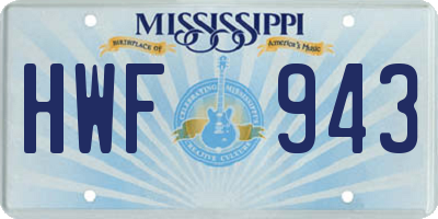 MS license plate HWF943