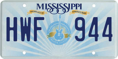 MS license plate HWF944
