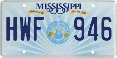 MS license plate HWF946